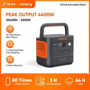 [New Arrivals]Jackery Explorer 2000 v2 Portable Power Station, 2042Wh LiFePO4 Home Backup Battery powersupply, 2200W Solar Generator with 20ms UPS, USB-C PD 100W Fast Charging for Emergencies, Power Outages, Outdoor Camping emergency  generator