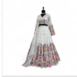 Heavy Embroidery Work lehnga - Perfect Party Wear for Any Occasions Women's Dress with Floral Design Elegant Long Sleeve Womenswear