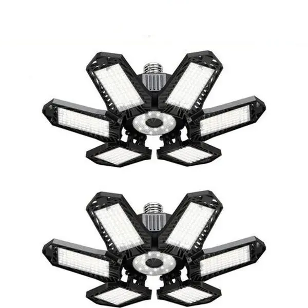 100W Foldable LED Garage Lights (Set of 2) - LED Light with 360° Adjustable Illumination, Die-Cast Aluminum, Easy Installation for Garages, Workshops, Attics, Barns