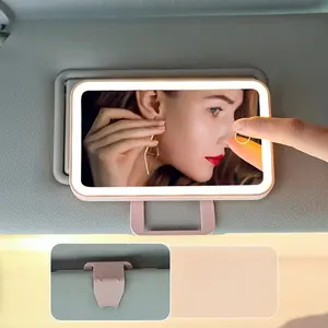 Mini Car Interior Makeup Mirrors Sun Visor Plate LED Mirror for Girls Women Rechargeable Fill Light Universal Vanity Mirror Car Lighting Accessories