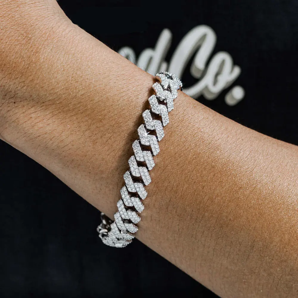 1/2pcs 11mm Iced Out Diamond Cuban Link Bracelet for Men – Hip Hop Bling Chain, Rhombus Full Diamond Cuban Bracelet, Trendy Streetwear Jewelry Gift for Boyfriend