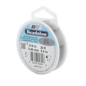 49-Strand Bead Stringing Wire – .018 in (0.46 mm) | Bright Finish | 30 ft