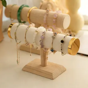 Jewelry Display Stand, Modern Decorative T-Shaped Solid Wood Organizer for Necklaces, Bracelets, Watches, Shop Showcase & Vanity Table