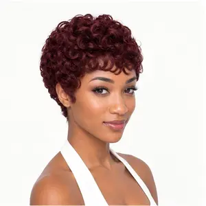 Women's Pixie Curly 6inch Human Hair Beginner-friendly