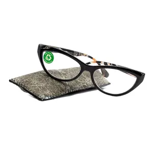 Lynx, (Premium) Reading Glass, High End Readers +1.25..+3 Magnifying ,Cat Eye optical Frame, Tortoise Shell (Brown, Black) NY Fifth Avenue Crystal Clear