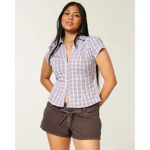 Hollister Low-Rise Tie Waist Brown Mini Jean Shorts Hollister Low-Rise Tie Waist Brown Mini Jean Shorts