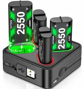 Charger for Rechargeable Xbox One Controller Battery Pack with 4x2550mWh Batteries for Xbox Series X|S, Battery Charger Station for Xbox One S/Xbox One X/Xbox One Elite