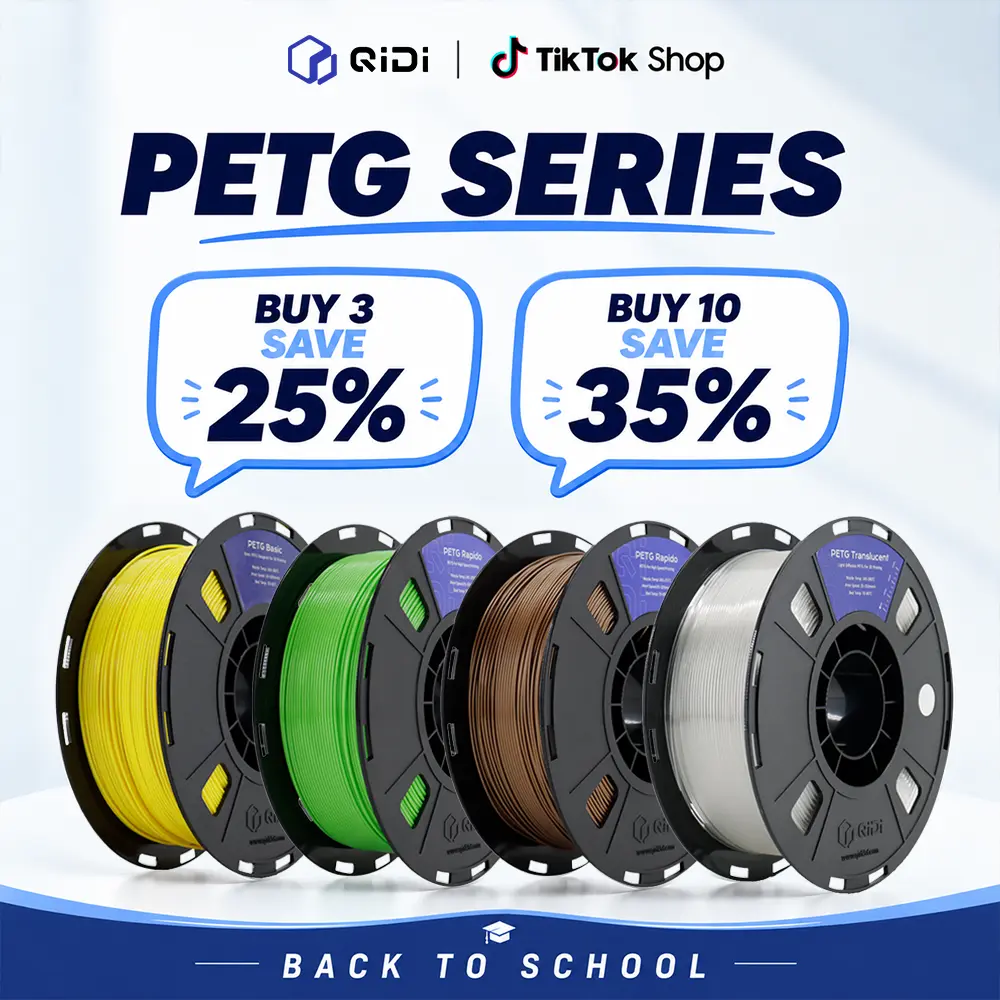QIDI PETG Series Filament, 1.75mm, 1kg (2.2 lbs), PETG BASIC / PETG TRANSLUCENT / PETG RAPIDO, Compatible with Most FDM 3D Printers, Bulk Purchase Discounts , Ideal for Beginners & Professionals tiktokshopbacktoschool