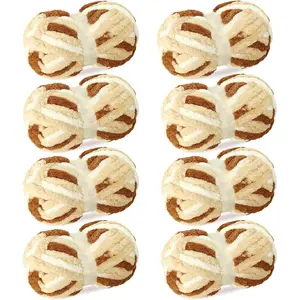 White+Light Yellow+Brown Chunky Chenille Yarn for Crocheting Bulky Thick Fluffy Yarn for Knitting,Super Bulky Hand Blanket,Soft Plush Yarn Crochet Carpet 8  Pack(63.76oz/197.68yd