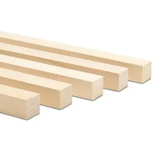 Square Dowel Rods 1 inch x 12 Pack of 25 Wooden Craft Sticks for Crafts and Woodworking by