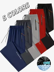 Unisex Summer Lightweight Breathable Pants, Ice-Cool Fabric, Multiple Colors Available, Straight Leg Design with Drawstring Waist and Zip Pockets