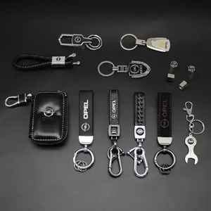Opel Car Leather Keychain, Handmade Braided Key Ring, Faux Fur Key Holder, Rhinestone Key Chain, Versatile Practical Key Accessory