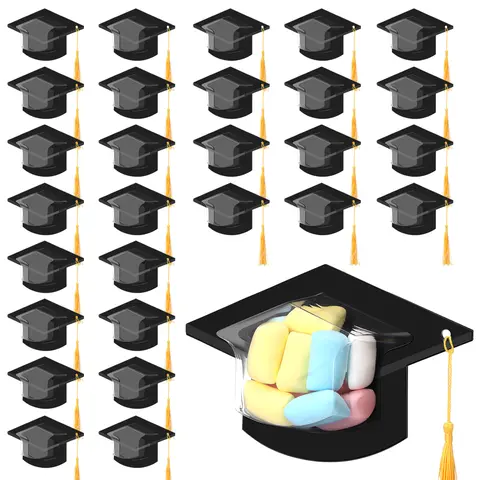 30 Pcs Graduation Cap Candy Box 2026 Class Grad Candy Dome Greeting Card Gift with Tassel Chocolate Holder for Friend Students Teachers School Party Favors Candy Holder Graduation Gifts Supplies
