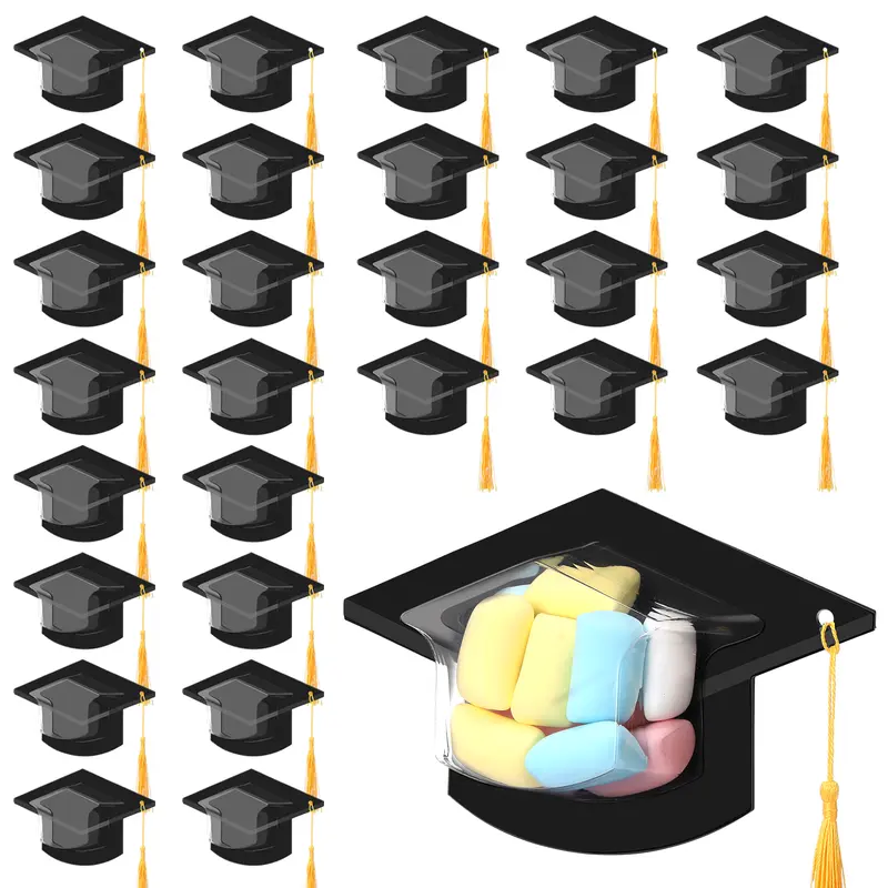 30 Pcs Graduation Cap Candy Box 2026 Class Grad Candy Dome Greeting Card Gift with Tassel Chocolate Holder for Friend Students Teachers School Party Favors Candy Holder Graduation Gifts Supplies