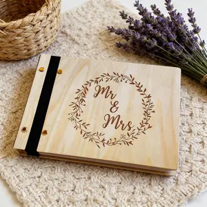 Personalized Wedding Gift, Unisex Photo Album, Marriage Anniversary Guest Book, Wooden Signature Book, Couple Gift for Weddings