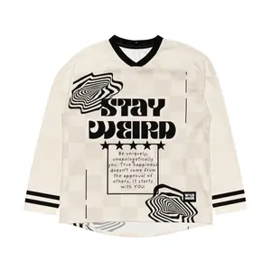 Stay Weird Cream and Black Hockey Jersey for Raves and EDM Festivals