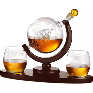 Whiskey Decanter Globe Set With 2 Glass Sets