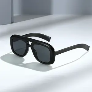 New versatile large-frame double-bridge personalized simple sunglasses, fashionable outdoor vacation sun protection cross-border sunglasses