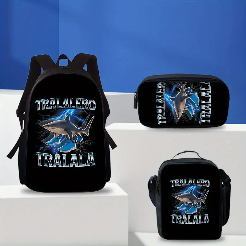 3 Pieces Italian Encephalitis Printed Backpack Suit-Lightweight Travel Backpack, Multifunctional Storage Bag and Organizer |   Adjustable Shoulder Strap, Fashion Design, Suitable for Teenagers