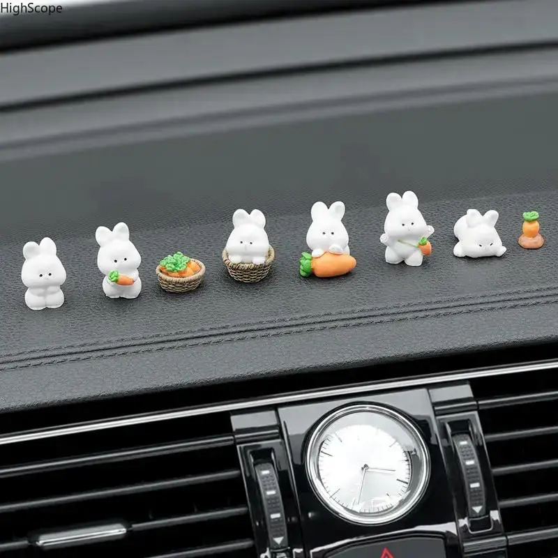 8PC Cute Rabbit Car Dashboard Ornaments for Girls, Cars Accessories, Car Decoration