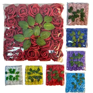 54Pcs: 50 Artificial Roses with 4 Leaves, Lifelike Ivory Fake Roses for DIY Wedding Bouquets, Valentine's Day, Mother's Day, Halloween, Christmas, Garden & Patio Decor, and Home Decoration