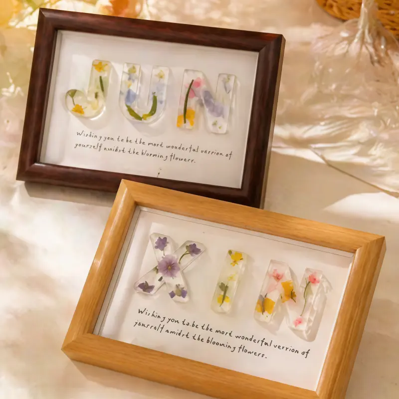 Custom Engraved Initial Letter Wooden Photo Frame - Minimalist, Customizable Word Option, DIY Specialty Supply, Home Decor Gift for Father's Day & Key Occasions, Father's Day Gifts