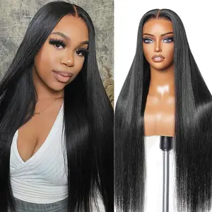 Human Hair 7X5 Glueless Wig For Beginners 180% Density Straight Lace Closure Glueless Wigs Human Hair For Women Pre Plucked Natural Hairline WeeklyDeals