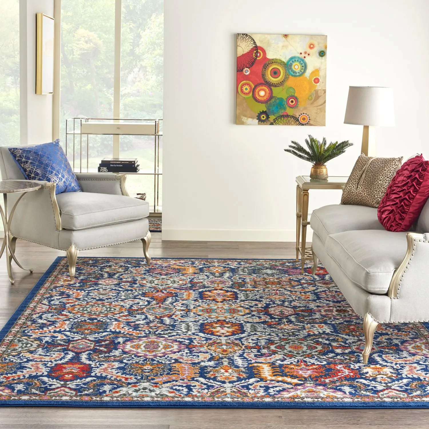 Nourison Passion Traditional Rustic Amethyst Floral Pattern Rug - Indoor Area Rug, Textured Living Room Mat, Home Decor Household Carpet