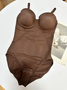 Transparent Invisible Shoulder Straps Women's Shaping Bodysuit, Slimming Underwear with Chest Pads, Perfect for Dress Pairing, High Compression Bodysuits