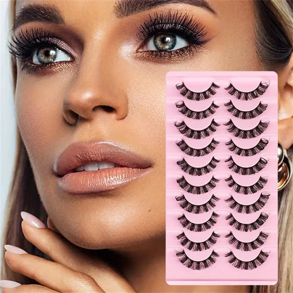 10 Pairs Luxurious 3D Faux Mink Slavic Strip Lashes - Dd Curl, Fluffy & Reusable False Eyelashes For A Dramatic Look