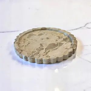 Beige Marble Scallop Edge Tray