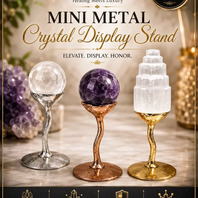 Mini Metal Crystal Display Pedestal Stand - Luxury Altar & Collector Display in Silver Rose Gold Copper Gold Finishes for Crystal Collections Altar Displays