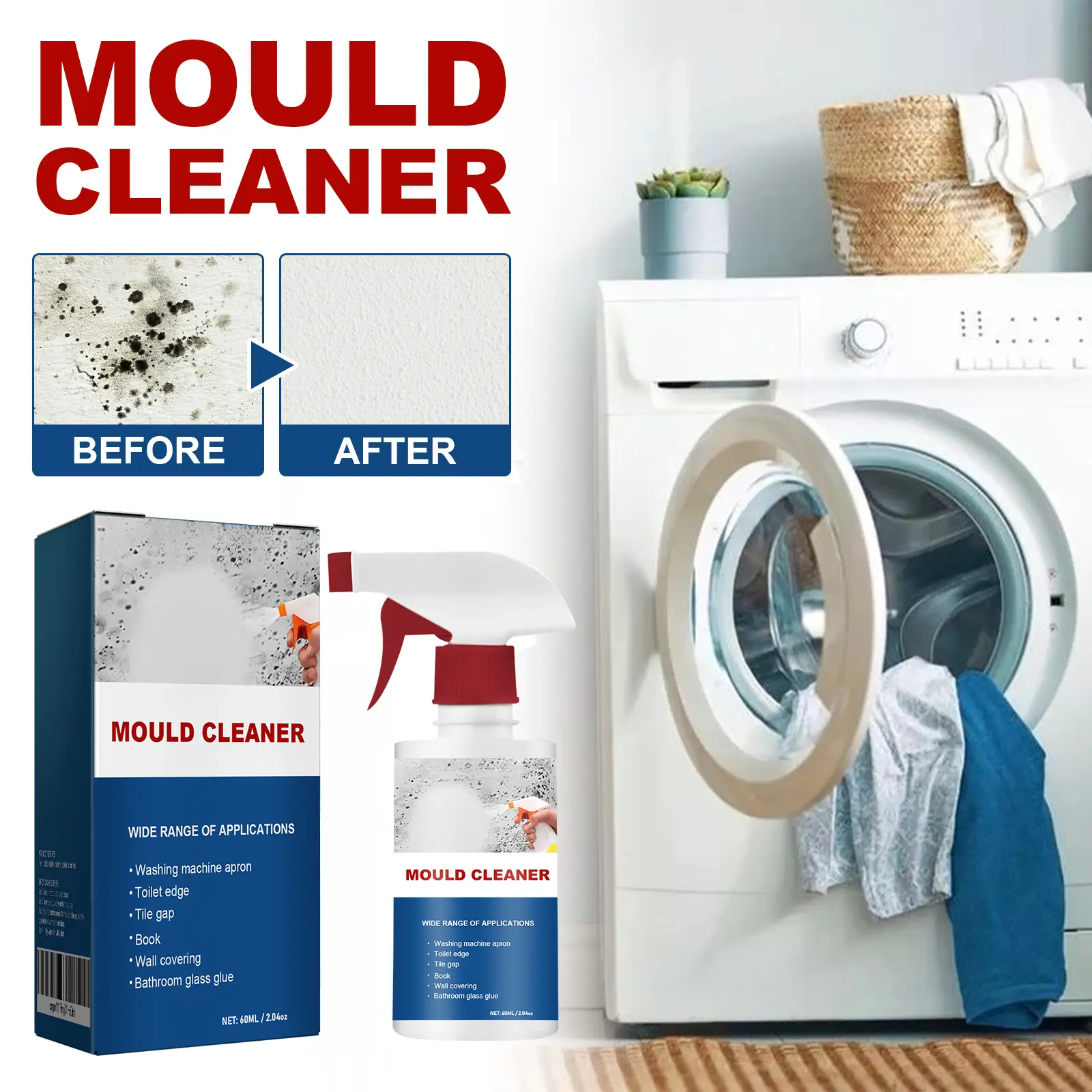 Mold & Mildew Remover Spray for Bathroom, Ceiling & Wall, Penetrating Foam No Scrubbing, Bleach-Free Safe on Grout & Paint, Prevents Mold Return, Late Summer Home Refresh 2026, Back-to-School Deep Clean, Multi-Surface
