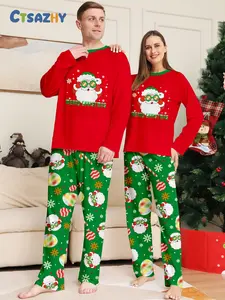 Christmas Couple Matching Homeewear Set, Loose Fit Long Sleeve Pants, Soft Skin-Friendly Breathable, Holiday Party Family Photo