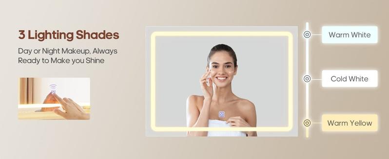 Sikaic 51.2 Inches Fluted Makeup Vanity with Mirror and Lights Modern Wood Dresser