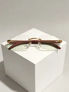 Men's Fashion Square Metal Sunglasses, Casual Daily Wear Eyewear, Trendy Accessory with Leather Case, All Seasons