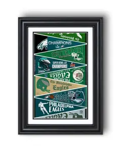 Philadelphia Eagles “Vintage Pennants 1950-2025” Collection Print – Classic Football Wall Art
