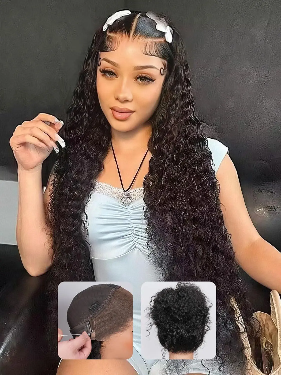 Water Wave Glueless 360 Wigs Human Hair Pre Plucked Pre Cut | 150% Density Lace Front Curly Human Hair,Hidden Strap,Wear Go Glueless Wig,Beginner friendly,Natural Hairirline For Women