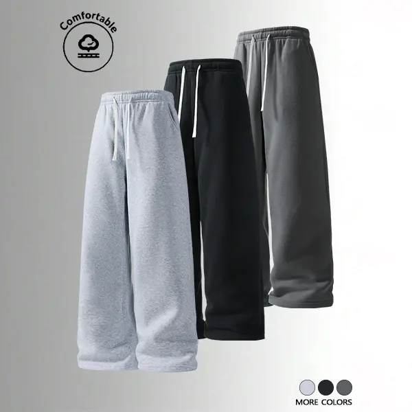 Men’s straight-leg casual sweatpants for spring/autumn/winter—trendy high-street style, solid color, versatile loose fit, athletic joggers, available in multiple colors