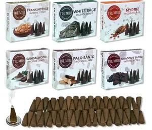 Trumiri Woody Incense Cones - Variety Pack - Total 60 Cone Incense (6 Scents x 10 Conos) - White Sage, Palo Santo, Dragons Blood, Sandalwood - Inscents-Cones Scented - Insense Cones - Incent Cone
