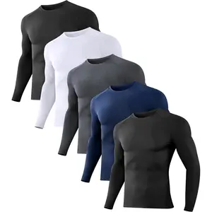 Men’s Compression Shirts Long Sleeve Athletic Workout Rash Guard Gym Active Sports Undershirt Base Layer Top