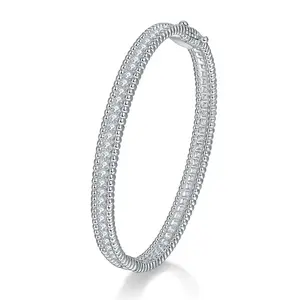 DLS Jewelry S925 Silver Moissanite bangle, simple morden D color Moissanite.