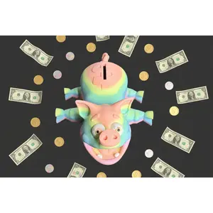 Flexi Piggy Bank – Articulated 3D Printed Pig Coin Bank with Removable Bottom