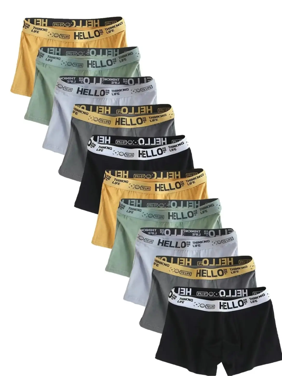 10-piece Men's Letter Tape Boxer Briefs (Please Size Up), Back To School Shorts Underwear for Men, Breathable Soft Full Coverage Knicker, Men's Underwear Shorts, Casual Men's Underwear for All Seasons