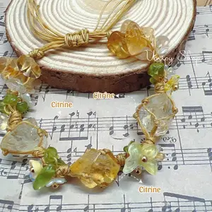 [NEW] Citrine Yellow Quartz Macrame Bracelet | Natural Positive Energy