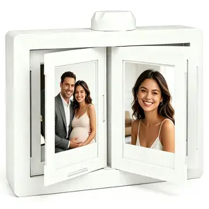 Rotating Photo Album Frame, Hold 24 Pcs Mini Photos, Double Sided Flip Picture Display Stand, Desktop Decor Souvenir Gift For Couple Family
