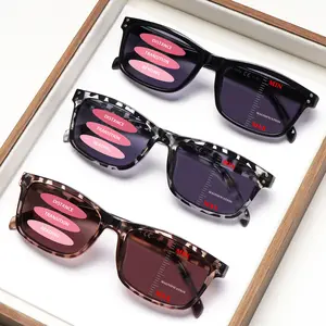 3pcs Fashionable Progressive Multifocal Blue Light Blocking Reading Sunglasses Suitable For Men And Women Light-Blocking Lenses Rectangular Frames Stylish Essentials Ideal For Outings, Fishing, Vacations, Summervibes, And Other Outdoor Activities outdoorf