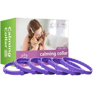 6 Pack Calming Collar for Cats Adjustable Soother Cat Calming Collars Anxiety Relief Stress Pheromone for Cats for 60 Days Purple