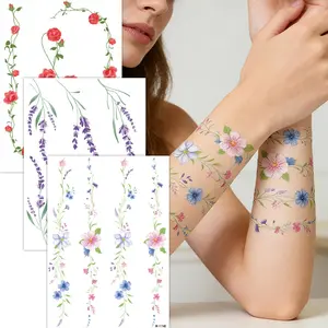 6pcs Romantic Rose Vine Temporary Tattoo, Waterproof Long Lasting, Fake Tattoo Sticker for Wrist, Ankle, Shoulder, Neck, Collarbone, Waterproof Temporary Tattoos