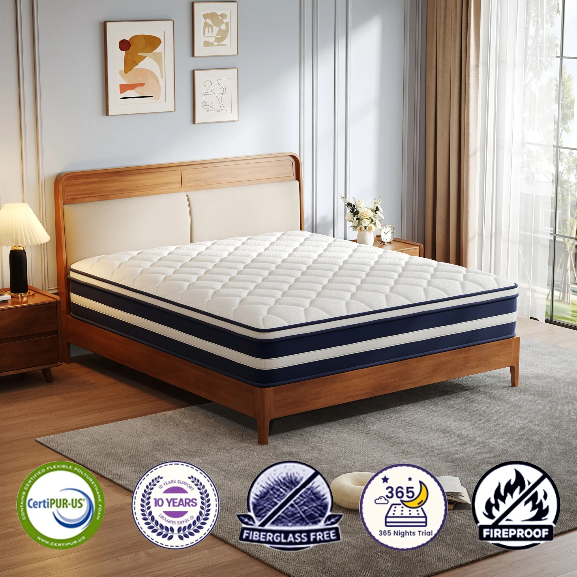 【10/12/14 Inch】Twin, Full, Queen, King, Memory Foam Mattress with Independent Springs, Provides Pressure Relief, Motion Isolation and Firm Edges, Medium Firmness, Breathable,Spring Mattress in a box ,Gel infuse memory foam, Cozy Mattress, Bed